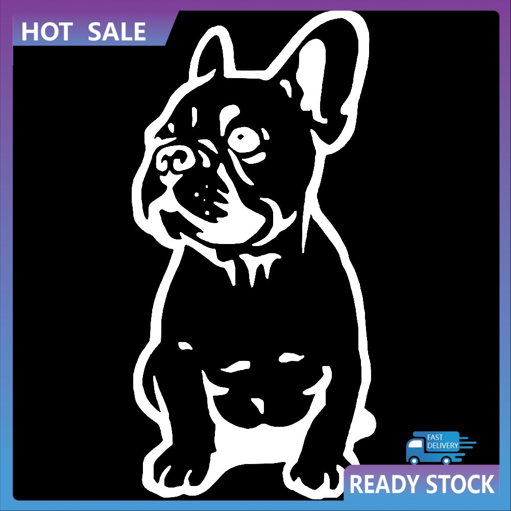 Miếng Dán Trang Trí Xe Hơi Hình Chó Bull Pháp Phản Quang Vui Nhộn