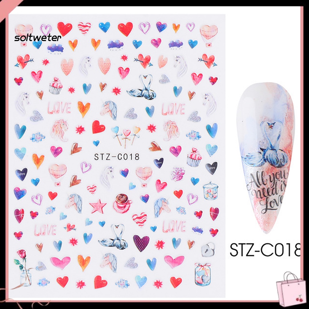 Miếng Dán Móng Tay Hình Trái Tim Dễ Thương Cho Cặp Đôi