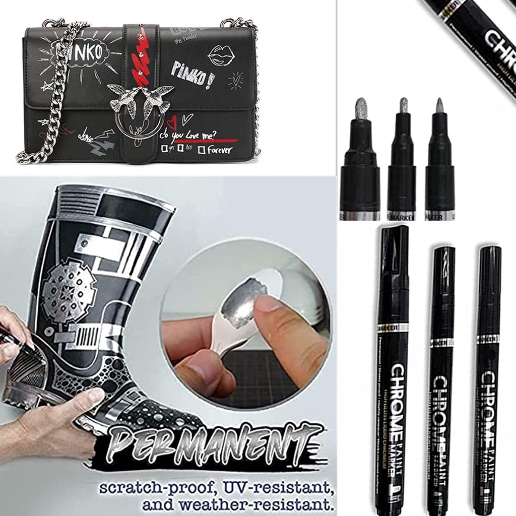 1 CÁI DIY phản chiếu sơn bút Bạc nghệ thuật lỏng gương Chrome đánh dấu gương phản chiếu bút đá sơn cho trẻ em