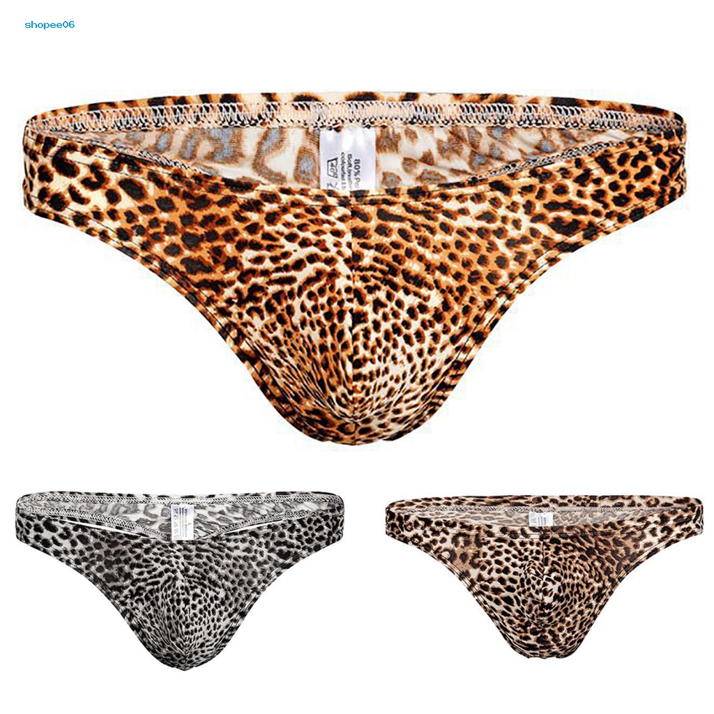 Quần Lót Chữ T Thoáng Khí In Họa Tiết Da Báo Quyến Rũ Cho Nam