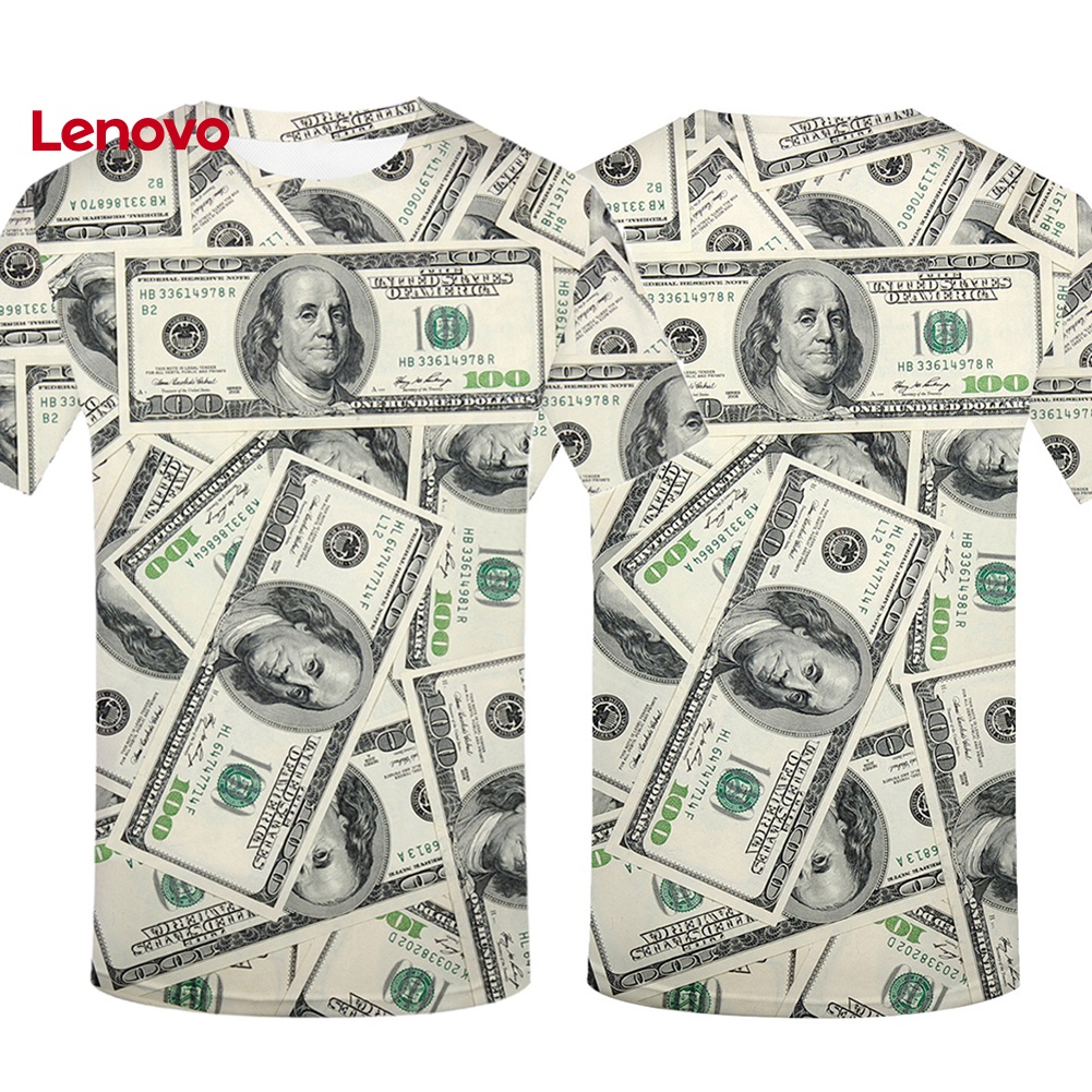 Áo nam Tay Ngắn In Hình Tờ Tiền Và Hoa Hướng Dương 3D