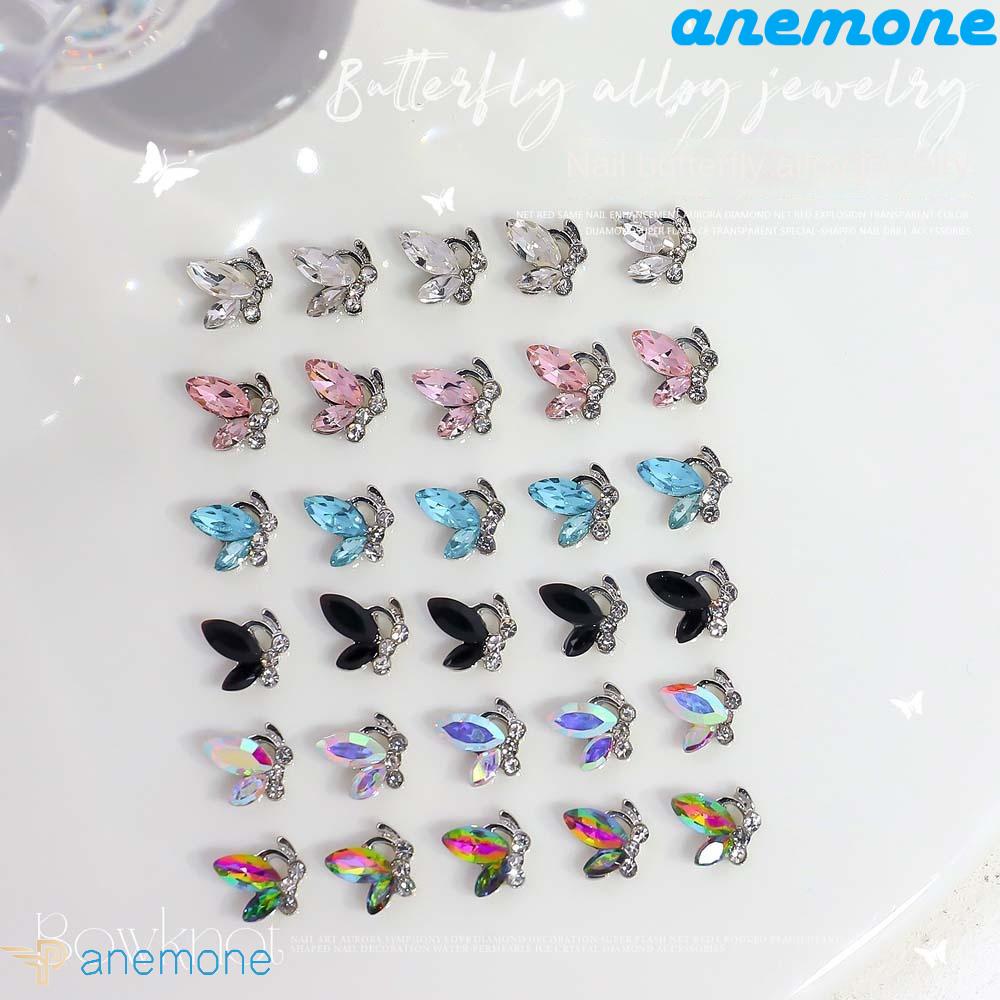 ANEMONE Set 3 Phụ Kiện Trang Trí Móng Tay Hình Bướm Nhiều Màu Sắc Cho Nữ