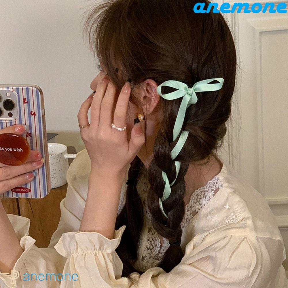 ANEMONE Kẹp Tóc Nơ Ruy Băng Mini y2k Thiết Kế Đơn Giản Sáng Tạo