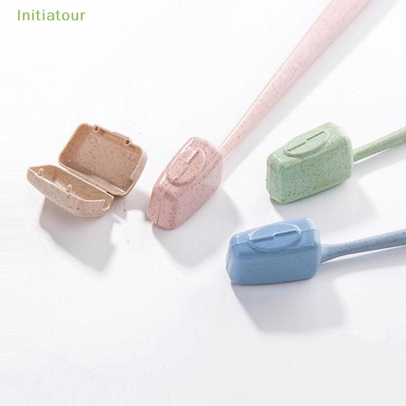Bộ 4 Giá Đỡ Bàn Chải Đánh Răng Mini Có Nắp Đậy Tiện Dụng Mang Theo Du Lịch / Dã Ngoại