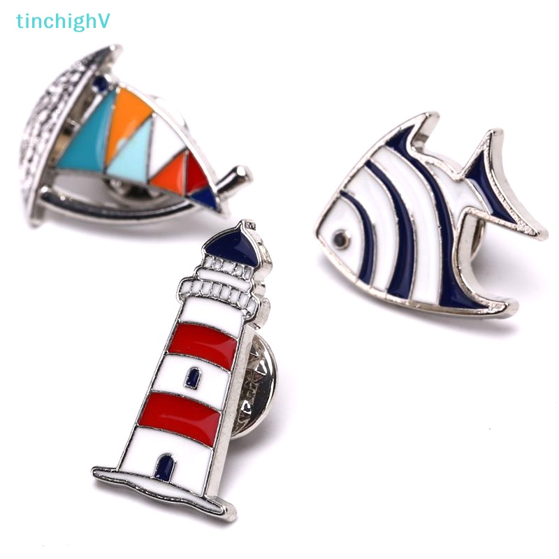 [TinchighV] Ghim Cài Áo Hình Thuyền Buồm Cá Hải Quân Tráng Men Thời Trang [Mới]