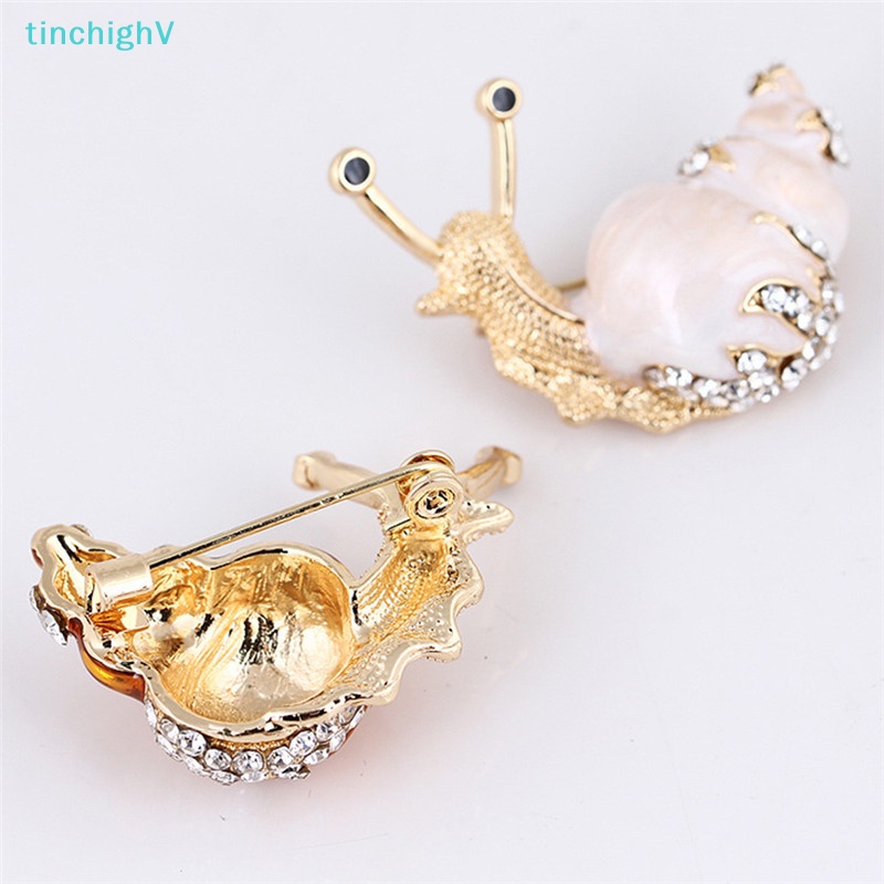 [TinchighV] Trâm Cài Áo Hình Ốc Sên Tráng Men Đính Pha Lê