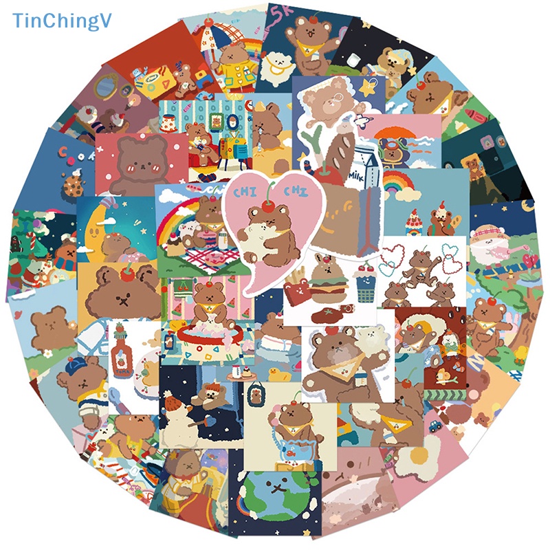 Bộ 40 Miếng Dán Hình Gấu Hoạt Hình Graffiti Trang Trí Xe Hơi / Guitar / Laptop / Ipad