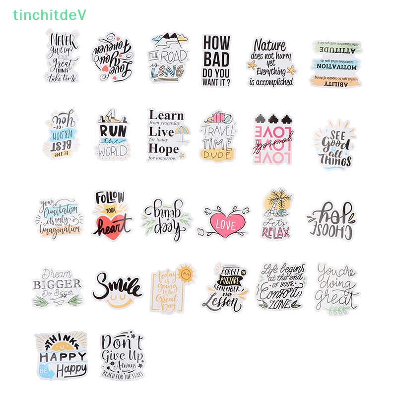 Bộ 50 Sticker Câu Trích Dẫn Động Lực Chống Thấm Nước Dùng Trang Trí Ván Trượt Laptop Diy