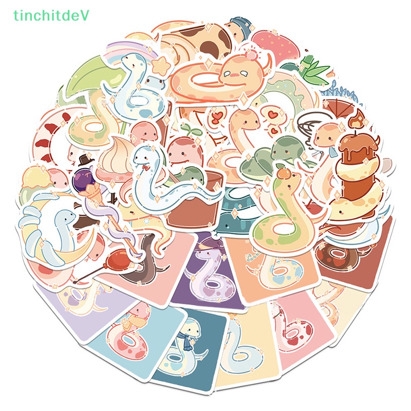 Bộ 50 Miếng Dán Trang Trí Xe Hơi Họa Tiết Hoạt Hình Động Vật / Rắn Độc Đáo DIY