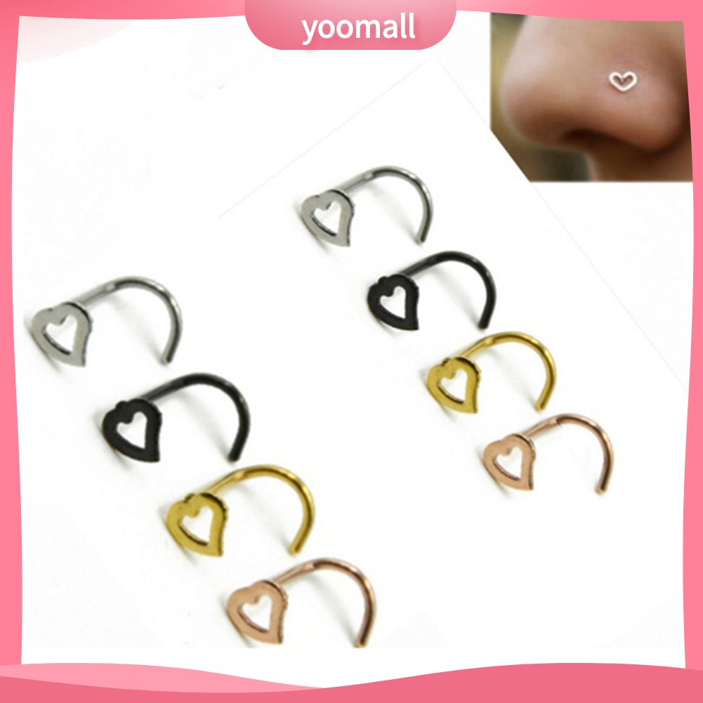 1 Khuyên Mũi Thép Không Gỉ Hình Trái Tim Thời Trang Unisex