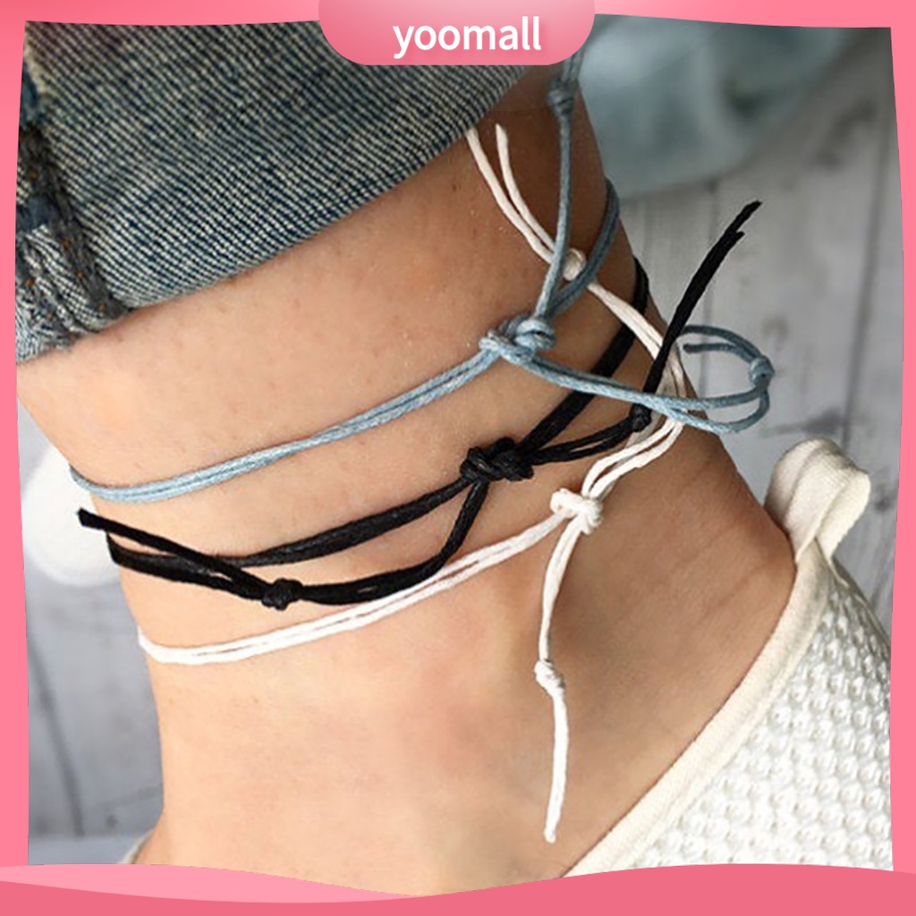 Set 3 Lắc Chân Mặt Hình Rùa Nhiều Màu Sắc Thời Trang Cho Nữ