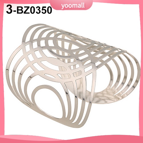 [YM] Hot Vòng Tay Dạng Hở Họa Tiết Hình Học Rỗng Màu Vàng / Bạc Phong Cách Punk Thời Trang Unisex