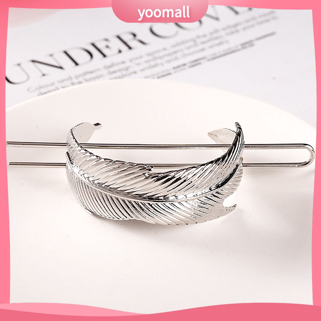 Kẹp Tóc Hình Lông Vũ Tròn Bằng Hợp Kim Chống Trượt