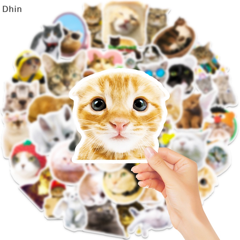 [Dhin] 50Pcs Cat Meme Funny Animals Stickers Vintage Toy DIY Kids Notebook Luggage Motorcycle Laptop Refrigerator Decals Graffiti COD