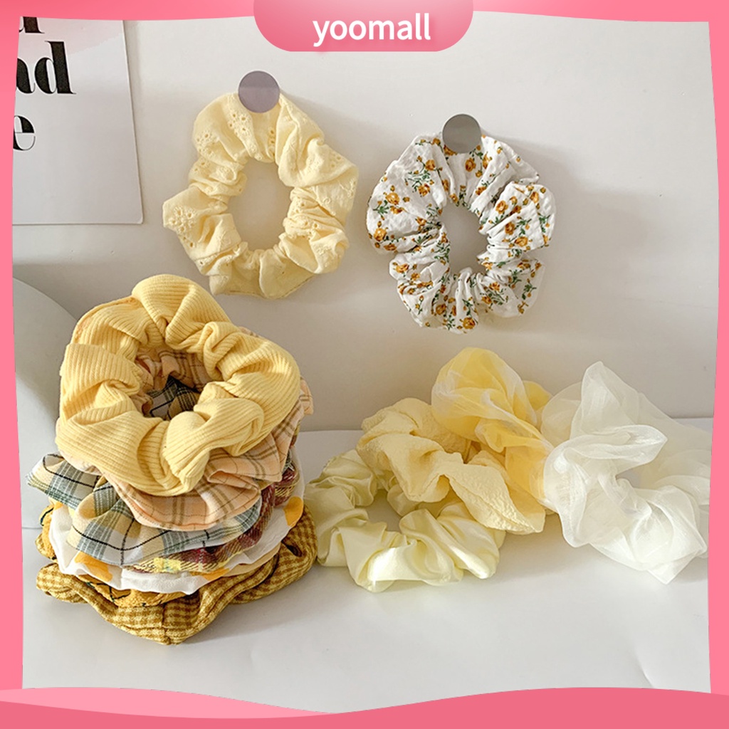 Dây Buộc Tóc Co Giãn Chống Trượt Chống Rơi In Họa Tiết Hoa Xinh Xắn Cho Nữ