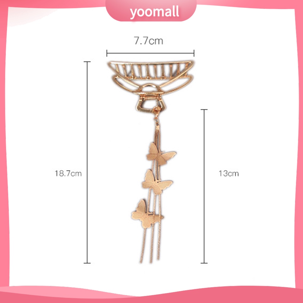 Kẹp Tóc Hình Bướm Rỗng Mạ Vàng Phối Tua Rua Xinh Xắn Cho Nữ