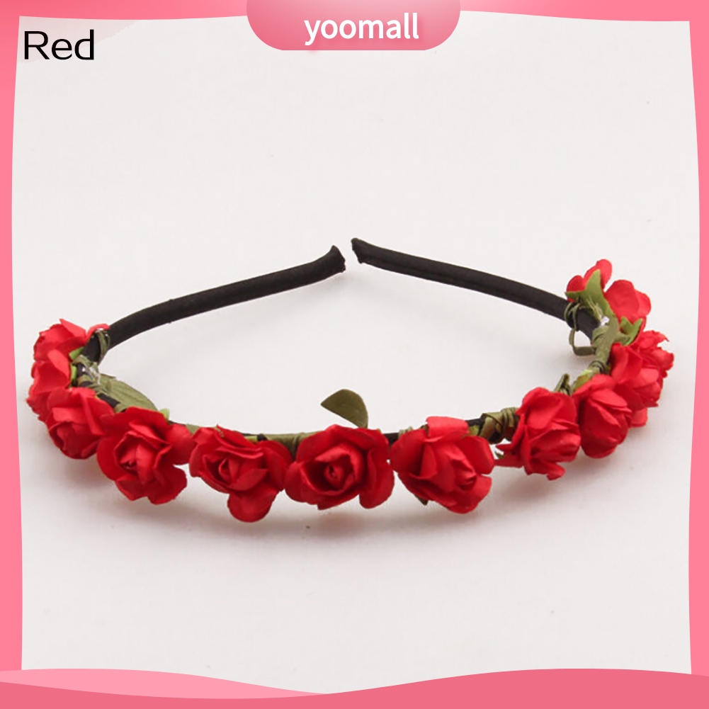 Vòng Hoa Hồng Cài Tóc Phong Cách Boho Thời Trang Cho Nữ