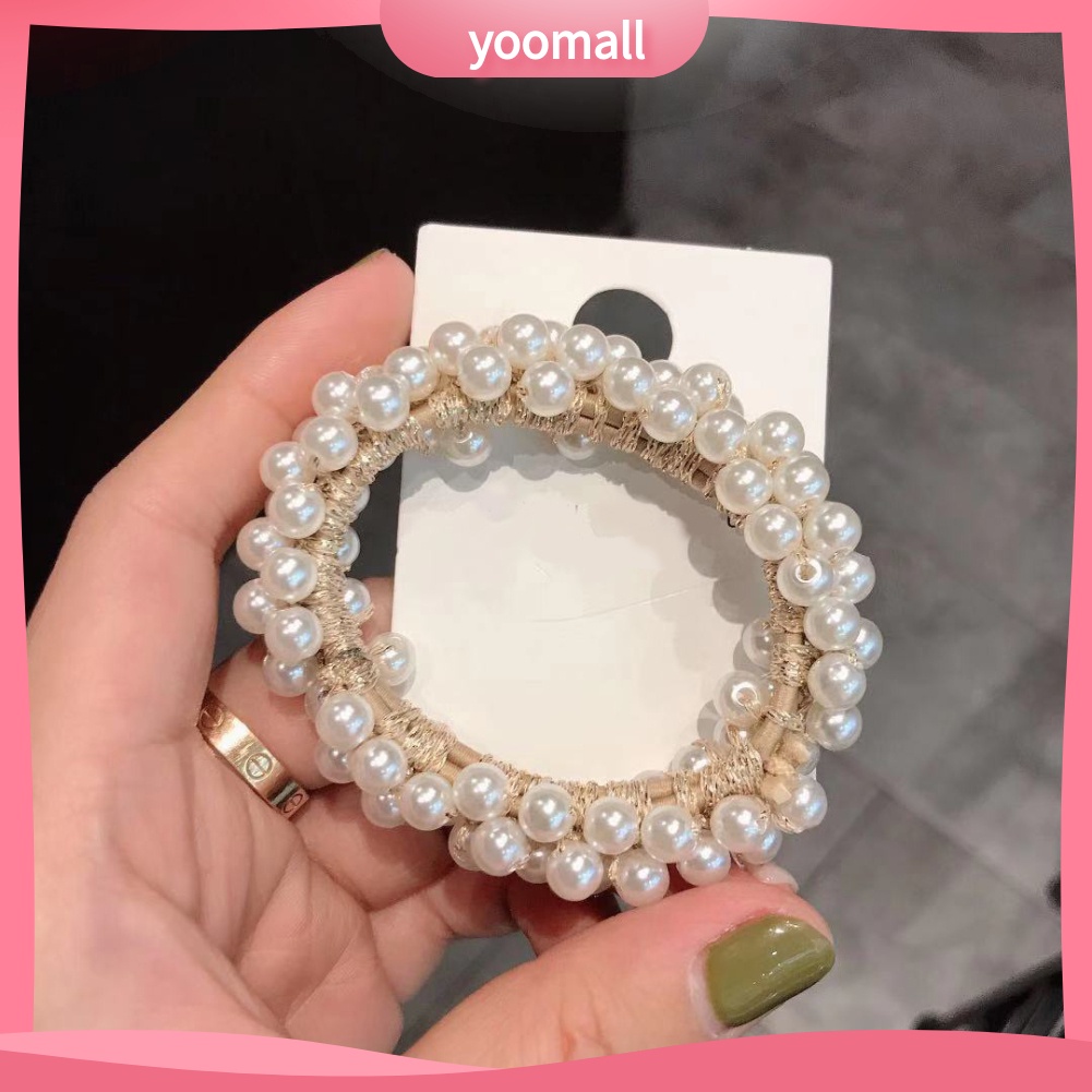 Dây Cột Tóc Co Giãn Đính Ngọc Trai Giả Thời Trang Cho Nữ