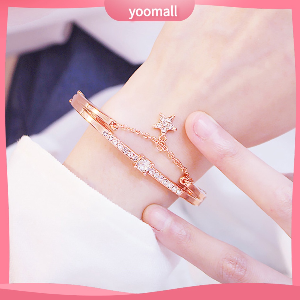 Vòng Tay Đính Đá Hình Ngôi Sao Năm Cánh Lấp Lánh Dành Cho Nữ