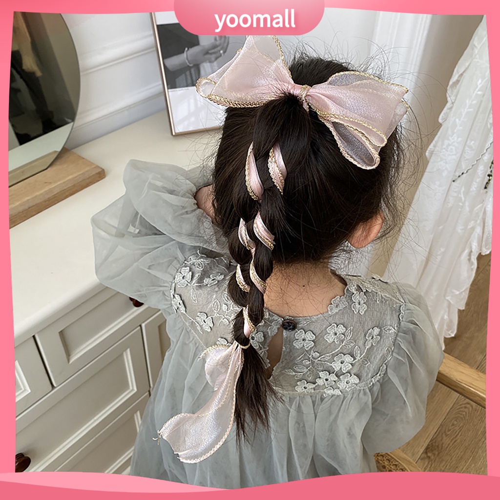 Kẹp Tóc Nơ Lưới Ruy Băng Dài Phong Cách Hàn Quốc Cho Nữ