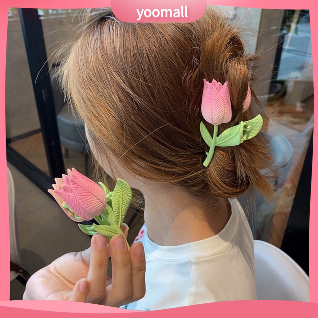 Kẹp Tóc Dài Hình Hoa Tulip Bằng Kim Loại Thanh Lịch Thời Trang Cho Nữ