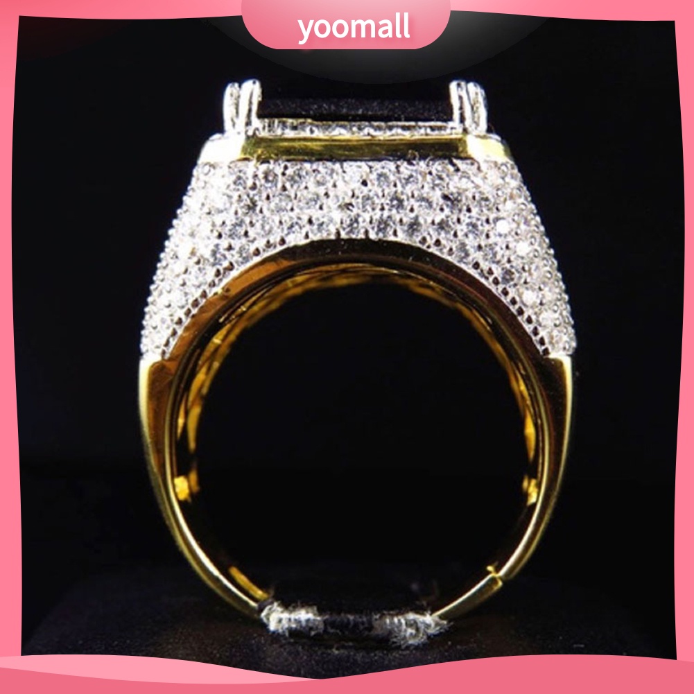 Nhẫn Đính Đá Sapphire Nhân Tạo Hình Vuông Phong Cách Punk Dành Cho Nam