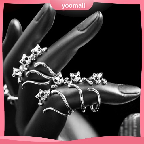 Nhẫn Hở Mạ Bạc Hình Mèo Đính Đá Mắt Mèo Dễ Thương