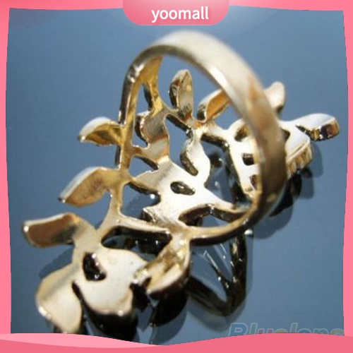 Nhẫn Hình Chiếc Lá Đính Đá Thời Trang Dành Cho Nữ