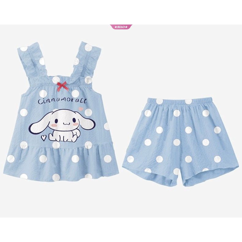 Sanrio Bộ Đồ Ngủ Hai Dây Mỏng Mùa Hè In Hình Cinnamoroll Dễ Thương Cho Bé Gái
