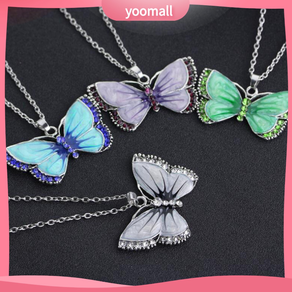 Vòng cổ Mặt Hình Bướm Đính Đá Phong Cách Retro Cho Nữ