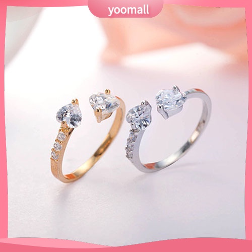 Nhẫn Đồng Đính Đá Hình Trái Tim Xinh Xắn Cho Nữ