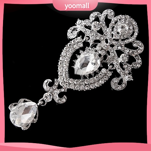 Ghim Cài Áo Hình Vương Miện Lớn Đính Đá Pha Lê Cho Cô Dâu