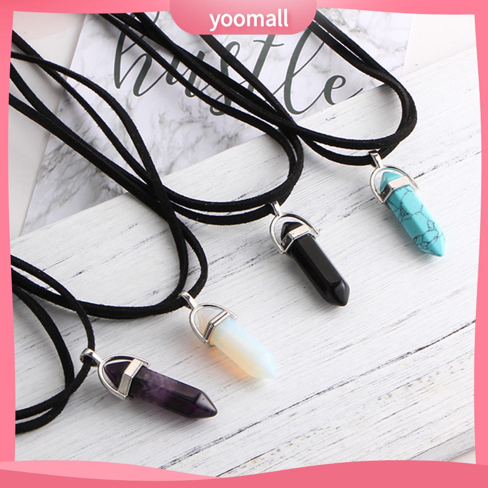 Vòng cổ Giả Da Hai Lớp Mặt Đá Lục Giác Thời Trang