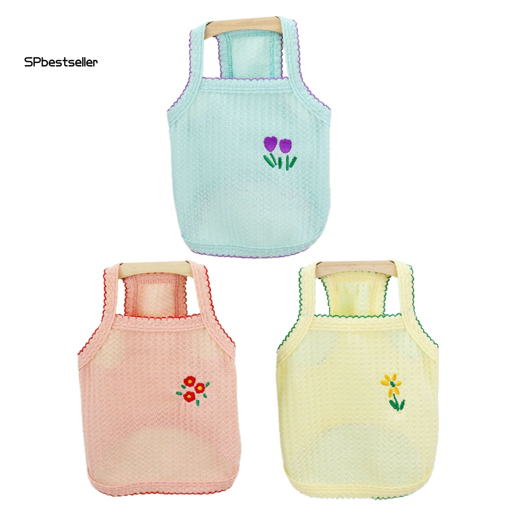 Áo Không Tay Thêu Hoa Dễ Thương Thoải Mái Thời Trang Mùa Hè Cho Cún Cưng