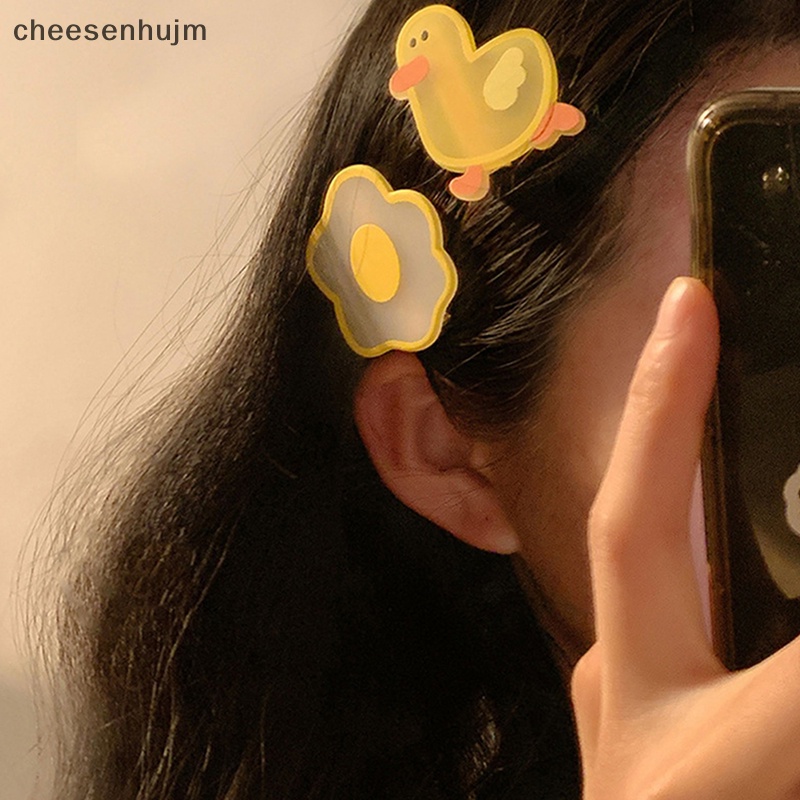 Kẹp Tóc Vịt Bằng Nhựa Màu Vàng Phong Cách Hàn Quốc Dễ Thương Cho Bé Gái