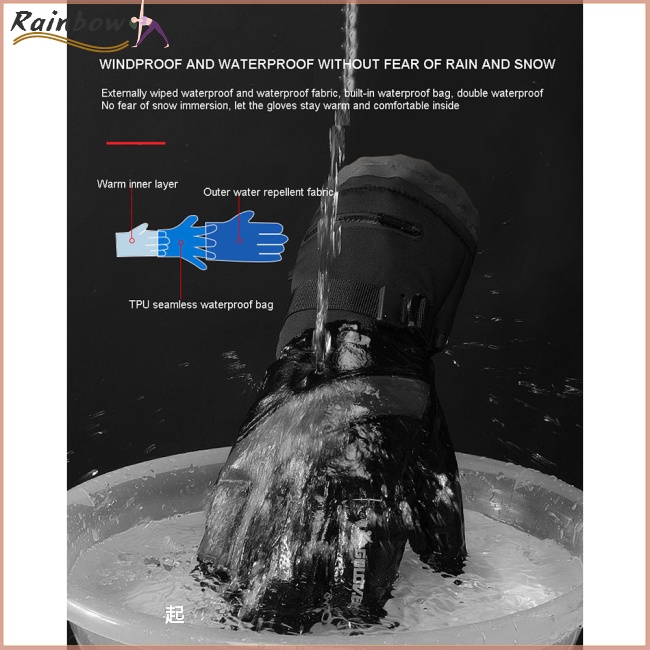1 Đôi Găng Tay Trượt Tuyết Chuyên Nghiệp Chống Gió Không Thấm Nước Có Khóa Kéo