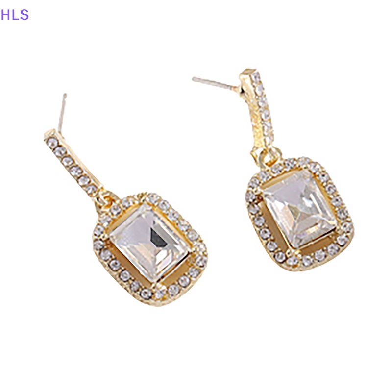 1 Đôi Bông Tai Đính Đá Xanh Lá Trong Suốt Phong Cách Vintage