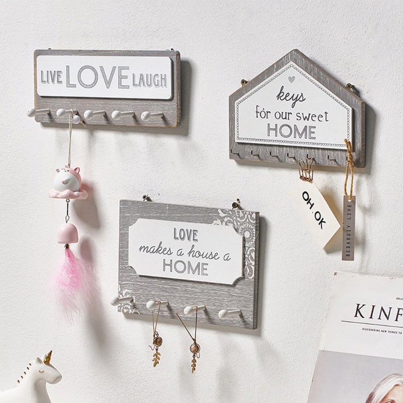 Giá Đỡ Chìa Khóa Treo Tường Bằng Gỗ Kiểu Dáng Tối Giản Tiết Kiệm Không Gian