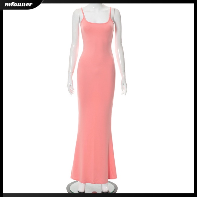 Đầm Dài Hai Dây Màu Sắc Thời Trang Gợi Cảm Cho Nữ