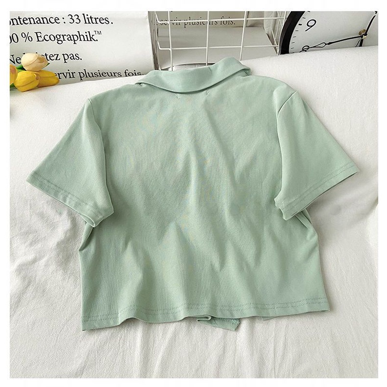 Áo Thun Polo Ngắn Tay Màu Sắc Đơn Giản Thời Trang Cho Nữ