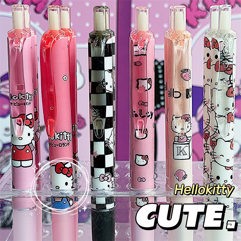 SANRIO Bộ 6 Bút Mực Nước Đen Ngòi St Hình Kuromi Hello Kitty Chất Lượng Cao