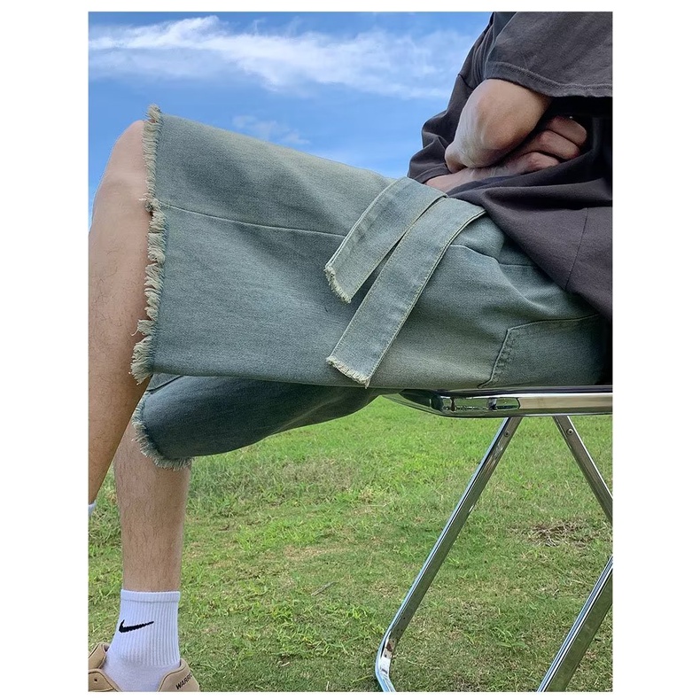 Quần Short Denim Ống Rộng Phong Cách Đường Phố Thời Trang Mùa Hè Cho Nam