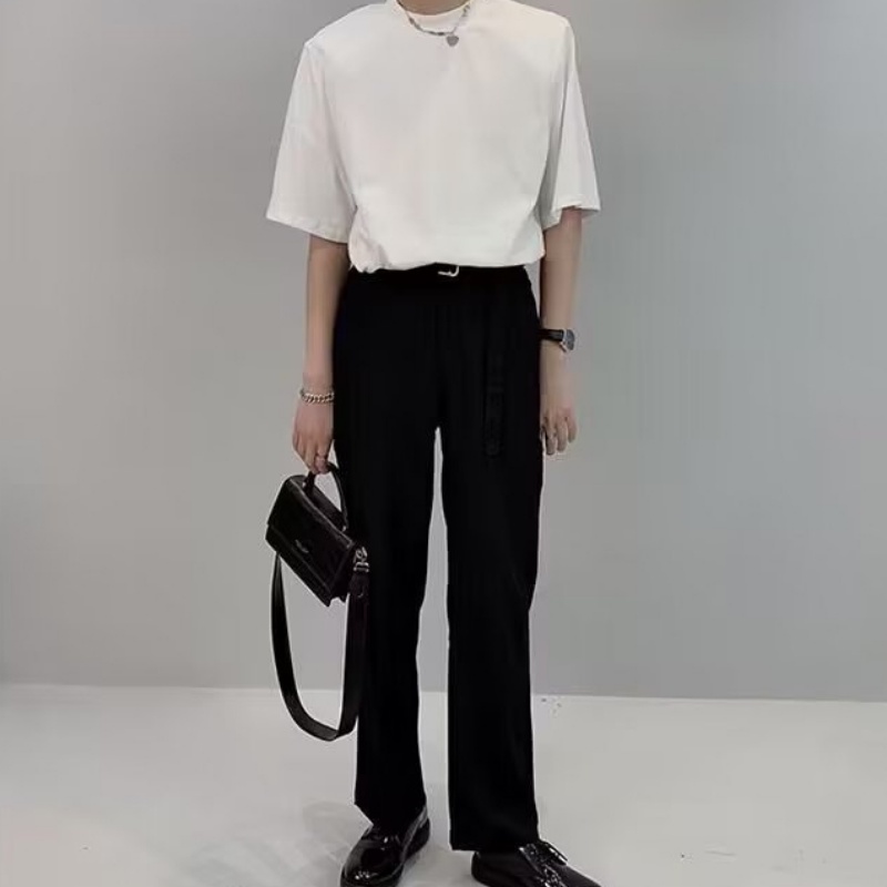 Áo Thun Đệm Vai Tay Lửng Màu Đen Trơn Trọng Lượng Nặng