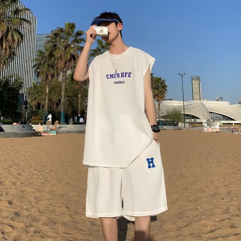 Set Áo Thun Sát Nách Và Quần Short Thể Thao Phong Cách Hong Kong Thời Trang Mùa Hè Mới Cho Nam