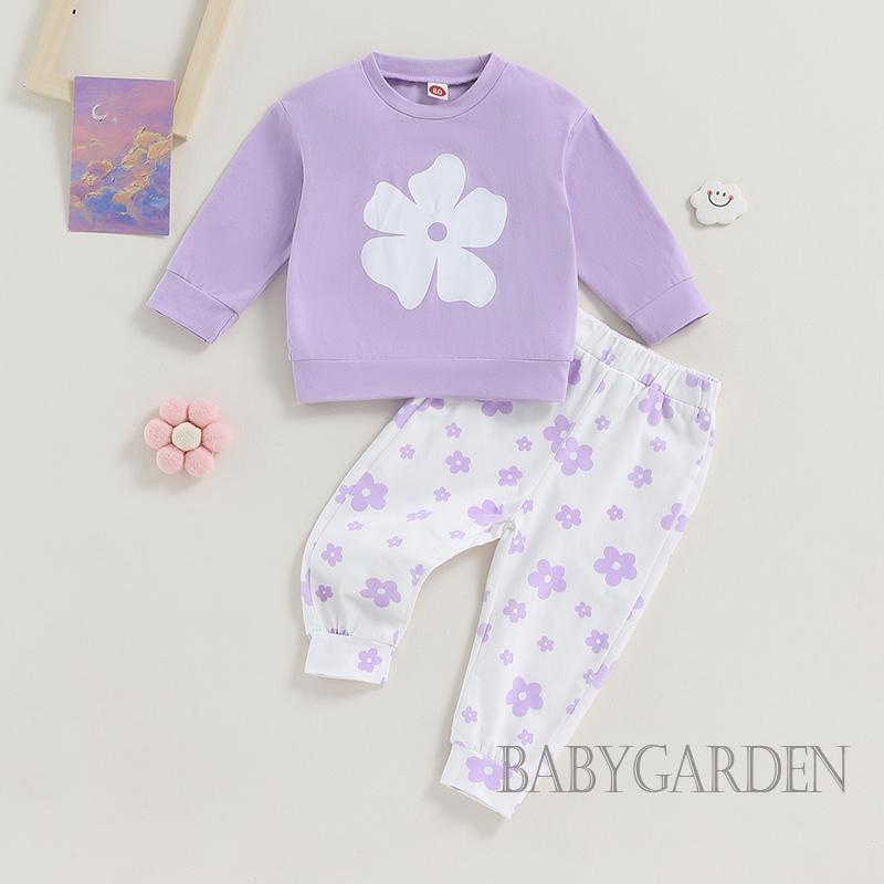 Set Đồ 2 Món Gồm Áo Sweater Tay Dài In Họa Tiết Hoa + Quần Dài Dễ Thương Cho Bé Gái 6 Tháng-5 Tuổi