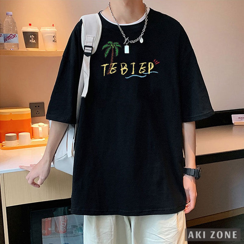 Áo Thun Tay Ngắn Dáng Rộng Chất Liệu Cotton Phong Cách Âu Mỹ Thời Trang Cho Nam