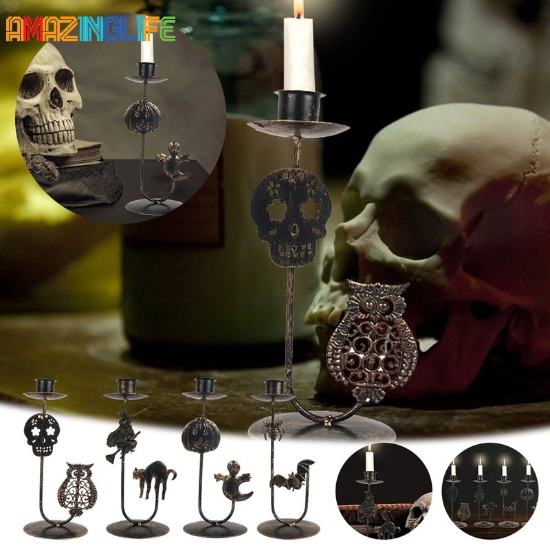 Giá Đỡ Đèn Cầy Bằng Sắt Phong Cách Halloween Độc Đáo Trang Trí Nhà Cửa