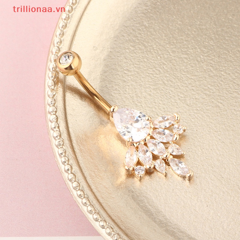Khuyên Rốn Bằng Thép Không Gỉ Đính Đá Zircon Quyến Rũ Cho Nữ