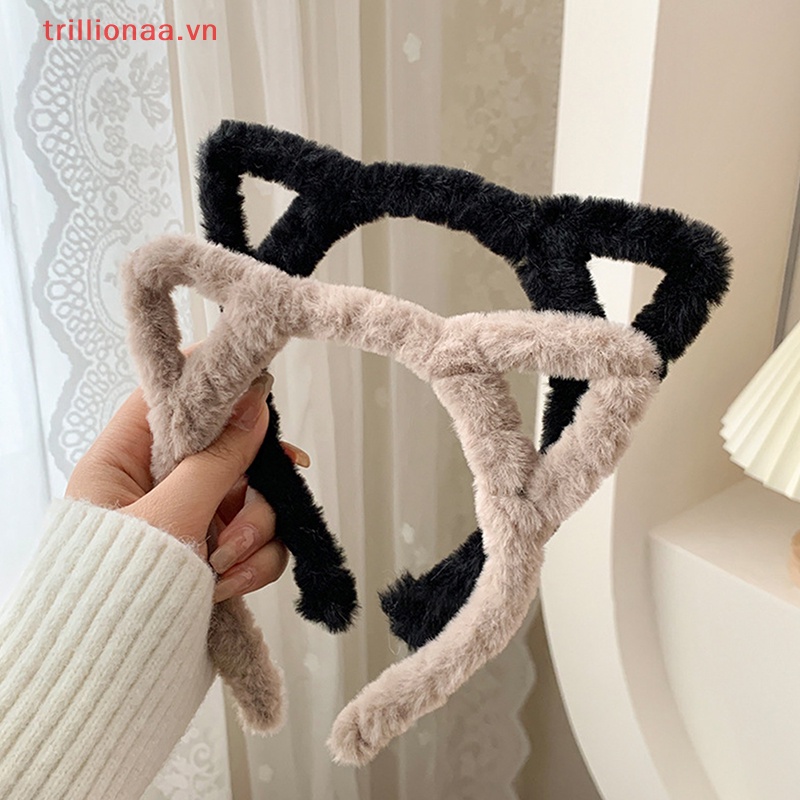Băng Đô Cài Tóc Tai Mèo Bằng Lông Nhung Thời Trang Thu Đông Cho Nữ