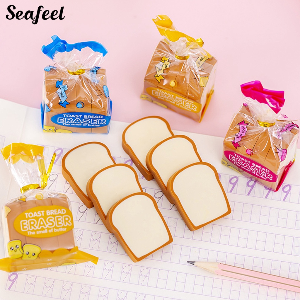 Bộ 4 Cục Tẩy Bút Chì Hình Bánh Mì Hoạt Hình Đáng Yêu